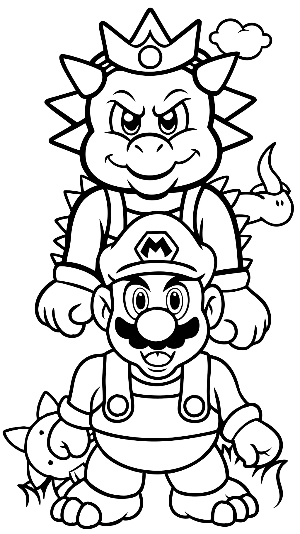 Páginas para colorear de Mario y Bowser